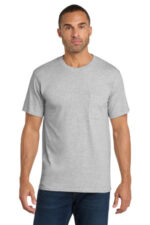 Port & Co Core Cotton Pocket Tee. PC54P Ash