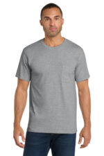 Port & Co Core Cotton Pocket Tee. PC54P Athletic Heather