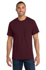 Port & Co Core Cotton Pocket Tee. PC54P Athletic Maroon