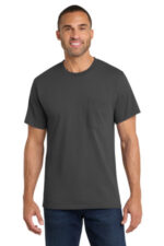 Port & Co Core Cotton Pocket Tee. PC54P Charcoal