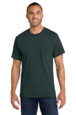 Port & Co Core Cotton Pocket Tee. PC54P Dark Green
