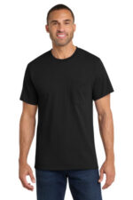 Port & Co Core Cotton Pocket Tee. PC54P Jet Black