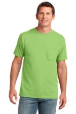 Port & Co Core Cotton Pocket Tee. PC54P Lime