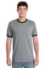 Port & Co Core Cotton Ringer Tee. PC54R Athletic Heather/ Jet Black