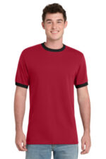 Port & Co Core Cotton Ringer Tee. PC54R Red/ Jet Black