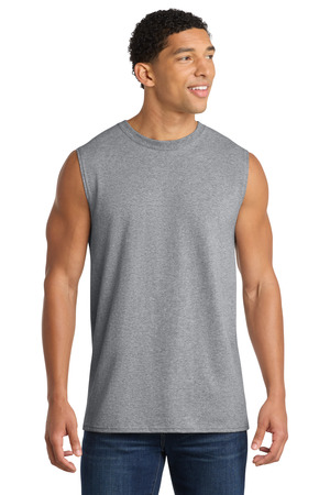 Port & Co Core Cotton Sleeveless Tee. PC54SL Athletic Heather