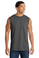 Port & Co Core Cotton Sleeveless Tee. PC54SL Dark Heather Grey