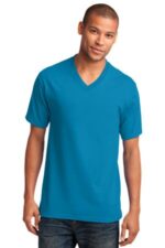 Port & Co Core Cotton V-Neck Tee. PC54V Neon Blue