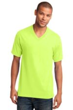 Port & Co Core Cotton V-Neck Tee. PC54V Neon Yellow