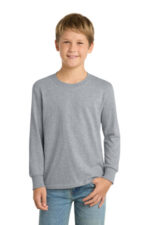 Port & Co Youth Long Sleeve Core Cotton Tee. PC54YLS Athletic Heather