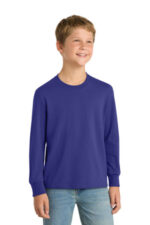 Port & Co Youth Long Sleeve Core Cotton Tee. PC54YLS Purple