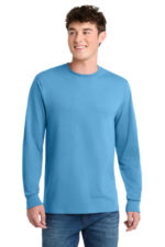 Port & Co Tall Long Sleeve Core Blend Tee. PC55LST Aquatic Blue