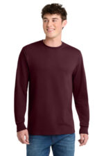 Port & Co Tall Long Sleeve Core Blend Tee. PC55LST Athletic Maroon