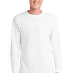 Port & Co Tall Long Sleeve Core Blend Tee. PC55LST White