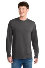 Port & Co Tall Long Sleeve Core Blend Tee. PC55LST Charcoal