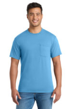 Port & Co Tall Core Blend Pocket Tee. PC55PT Aquatic Blue