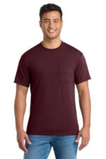 Port & Co Tall Core Blend Pocket Tee. PC55PT Athletic Maroon