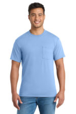 Port & Co Tall Core Blend Pocket Tee. PC55PT Light Blue