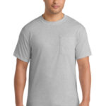 Port & Co Core Blend Pocket Tee. PC55P Ash
