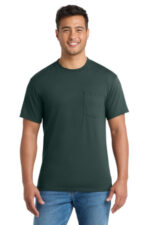 Port & Co Core Blend Pocket Tee. PC55P Dark Green