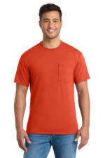 Port & Co Core Blend Pocket Tee. PC55P Orange