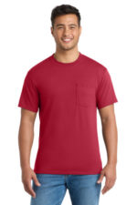Port & Co Core Blend Pocket Tee. PC55P Red