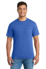 Port & Co Core Blend Pocket Tee. PC55P Royal