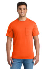 Port & Co Core Blend Pocket Tee. PC55P Safety Orange