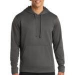 Port & Co Performance Fleece Pullover Hooded Sweatshirt. PC590H Charcoal