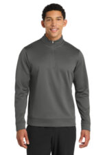 Port & Co Performance Fleece 1/4-Zip Pullover Sweatshirt. PC590Q Charcoal