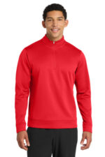 Port & Co Performance Fleece 1/4-Zip Pullover Sweatshirt. PC590Q Red