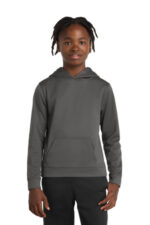 Port & Co Youth Performance Fleece Pullover Hooded Sweatshirt. PC590YH Charcoal