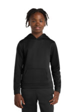 Port & Co Youth Performance Fleece Pullover Hooded Sweatshirt. PC590YH Jet Black