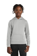 Port & Co Youth Performance Fleece Pullover Hooded Sweatshirt. PC590YH Silver