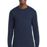 Port & Co Long Sleeve Essential Pocket Tee. PC61LSP Navy