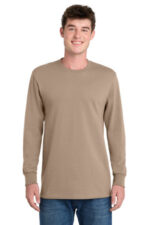Port & Co Tall Long Sleeve Essential Tee. PC61LST Sand