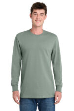 Port & Co Tall Long Sleeve Essential Tee. PC61LST Stonewashed Green