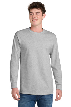 Port & Co Long Sleeve Essential Tee. PC61LS Ash