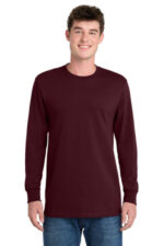 Port & Co Long Sleeve Essential Tee. PC61LS Athletic Maroon