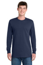 Port & Co Long Sleeve Essential Tee. PC61LS Navy