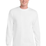Port & Co Long Sleeve Essential Tee. PC61LS White