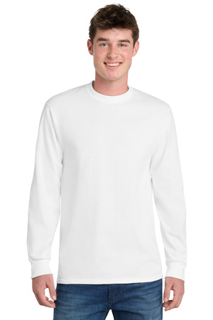 Port & Co Long Sleeve Essential Tee. PC61LS White
