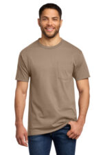 Port & Co Tall Essential Pocket Tee. PC61PT Sand