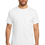 Port & Co Tall Essential Pocket Tee. PC61PT White