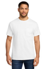 Port & Co Tall Essential Pocket Tee. PC61PT White