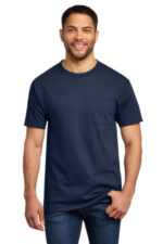 Port & Co Essential Pocket Tee. PC61P Navy
