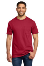 Port & Co Essential Pocket Tee. PC61P Red