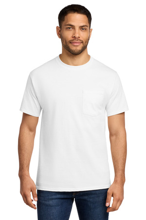 Port & Co Essential Pocket Tee. PC61P White