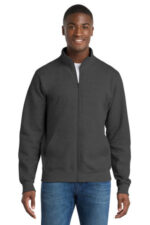Port & Co Core Fleece Cadet Full-Zip Sweatshirt PC78FZ Dark Heather Grey
