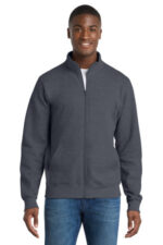 Port & Co Core Fleece Cadet Full-Zip Sweatshirt PC78FZ Heather Navy